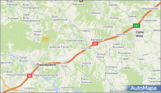 mapa Grzymek, Grzymek na mapie Targeo