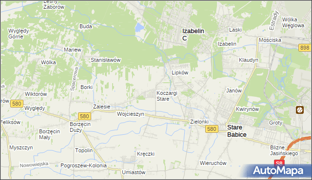 mapa Koczargi Stare, Koczargi Stare na mapie Targeo