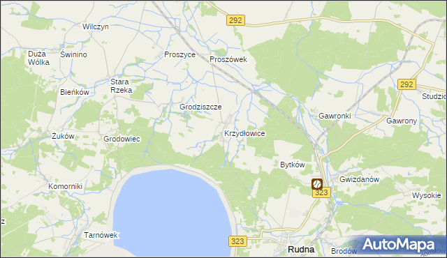 mapa Krzydłowice, Krzydłowice na mapie Targeo