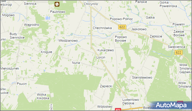 mapa Lorcin gmina Nasielsk, Lorcin gmina Nasielsk na mapie Targeo