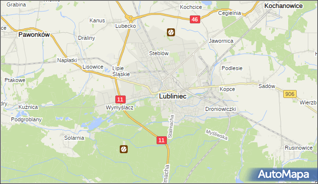 mapa Lubliniec, Lubliniec na mapie Targeo