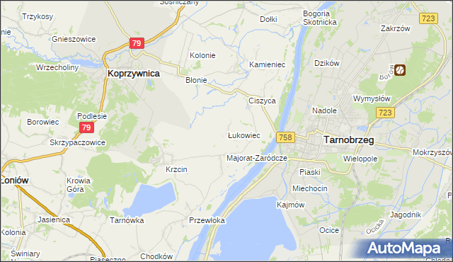 mapa Łukowiec gmina Koprzywnica, Łukowiec gmina Koprzywnica na mapie Targeo