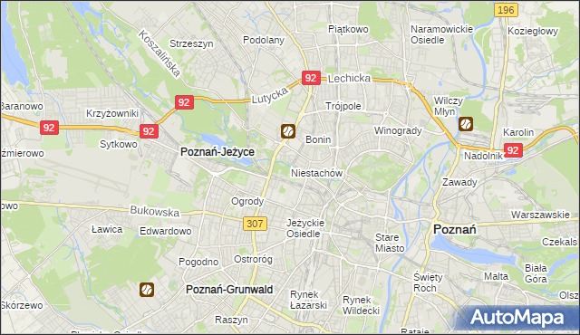 mapa Niestachów gmina Poznań, Niestachów gmina Poznań na mapie Targeo