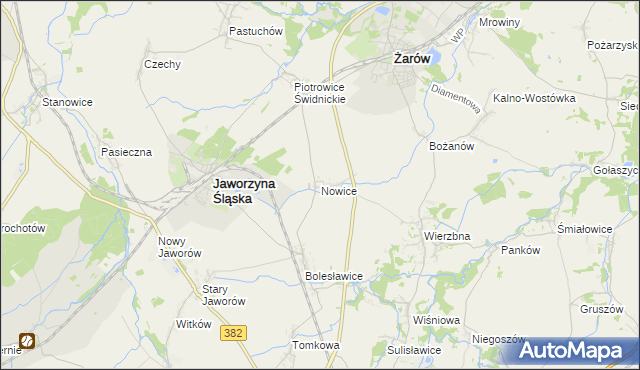 mapa Nowice gmina Jaworzyna Śląska, Nowice gmina Jaworzyna Śląska na mapie Targeo