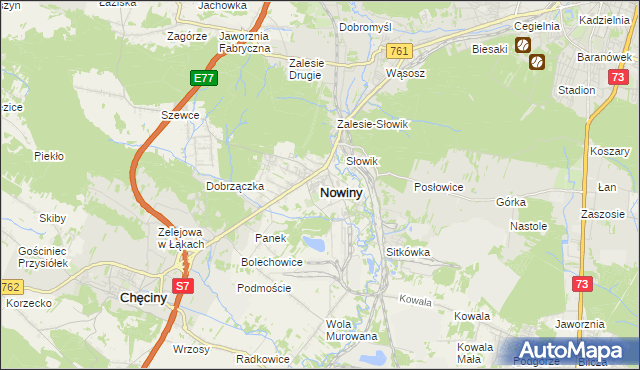 mapa Nowiny gmina Sitkówka-Nowiny, Nowiny gmina Sitkówka-Nowiny na mapie Targeo