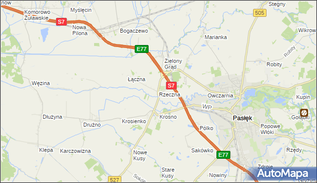 mapa Rzeczna, Rzeczna na mapie Targeo