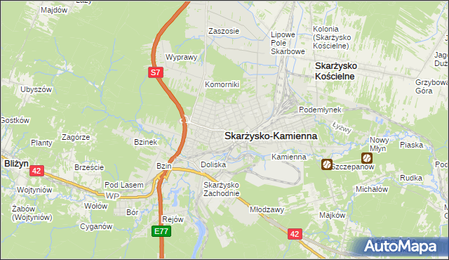 mapa Skarżysko-Kamienna, Skarżysko-Kamienna na mapie Targeo