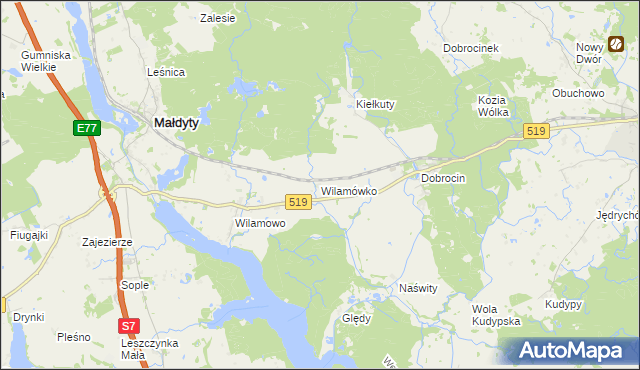 mapa Wilamówko, Wilamówko na mapie Targeo