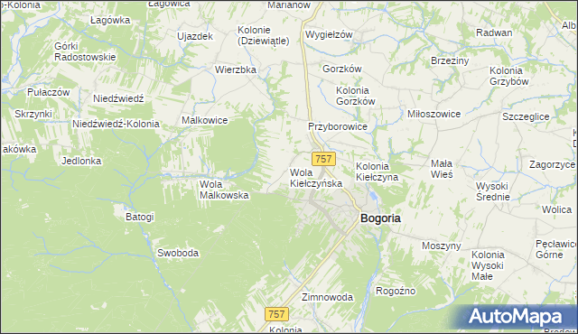 mapa Wola Kiełczyńska, Wola Kiełczyńska na mapie Targeo