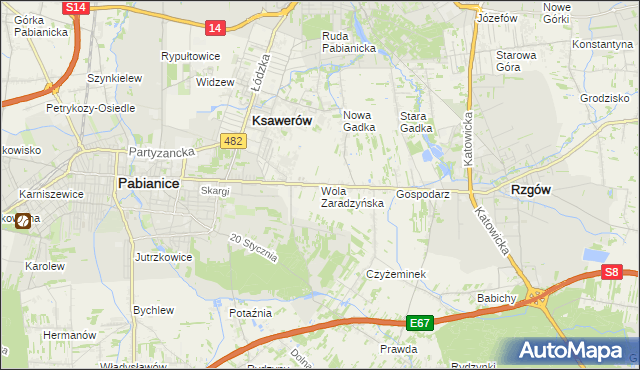 mapa Wola Zaradzyńska, Wola Zaradzyńska na mapie Targeo