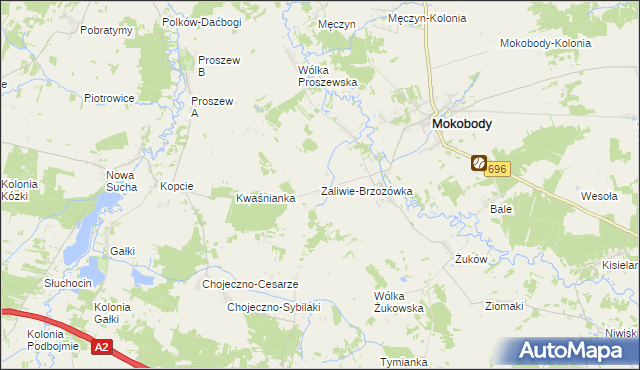 mapa Zaliwie-Brzozówka, Zaliwie-Brzozówka na mapie Targeo