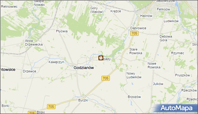 mapa Zapady gmina Godzianów, Zapady gmina Godzianów na mapie Targeo