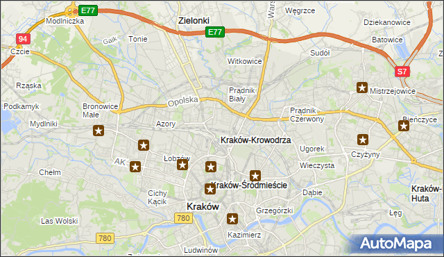mapa Krowodrza, Krowodrza na mapie Targeo