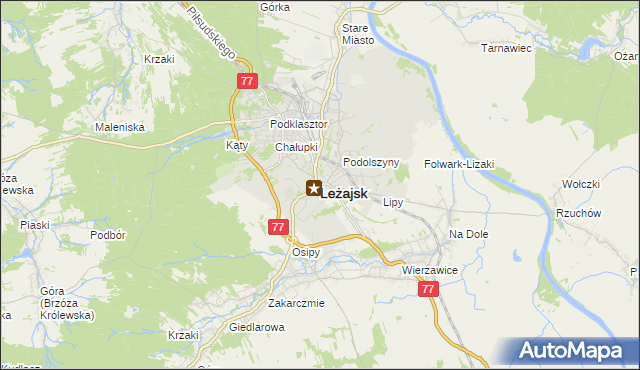 mapa Leżajsk, Leżajsk na mapie Targeo