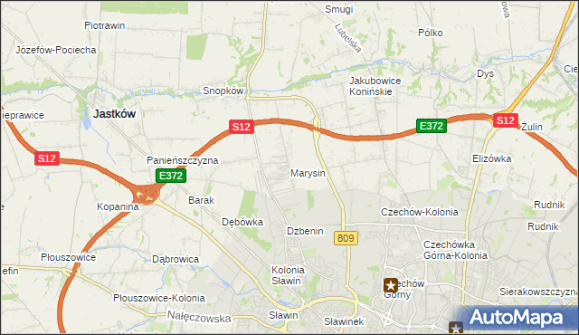 mapa Marysin gmina Jastków, Marysin gmina Jastków na mapie Targeo