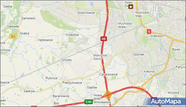 mapa Mokronos Górny, Mokronos Górny na mapie Targeo