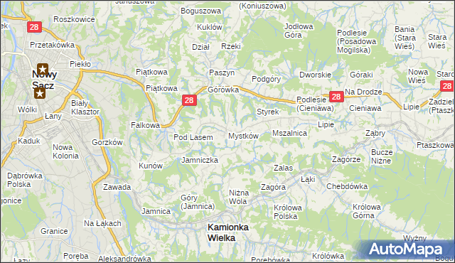 mapa Mystków, Mystków na mapie Targeo