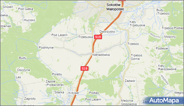 mapa Nienadówka, Nienadówka na mapie Targeo