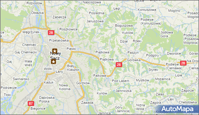 mapa Piątkowa gmina Chełmiec, Piątkowa gmina Chełmiec na mapie Targeo