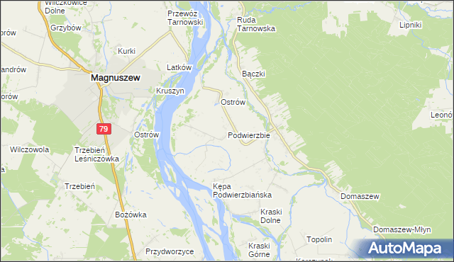 mapa Podwierzbie gmina Maciejowice, Podwierzbie gmina Maciejowice na mapie Targeo