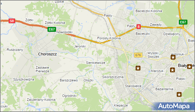 mapa Porosły, Porosły na mapie Targeo