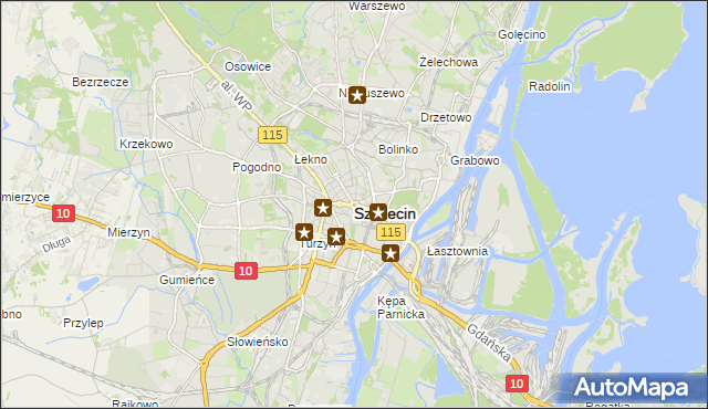 mapa Szczecina, Szczecin na mapie Targeo