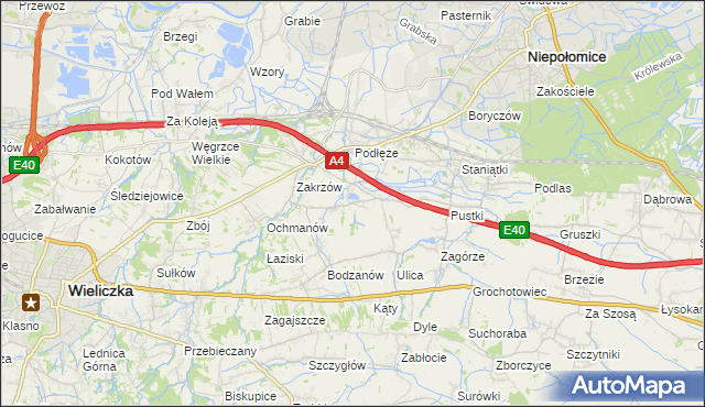 mapa Zakrzowiec, Zakrzowiec na mapie Targeo