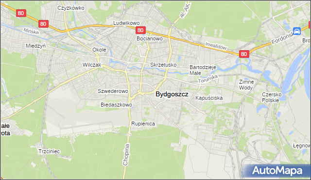 mapa Bydgoszczy, Bydgoszcz na mapie Targeo