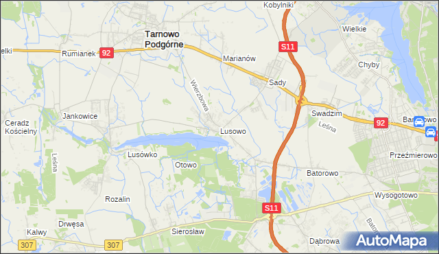 mapa Lusowo, Lusowo na mapie Targeo