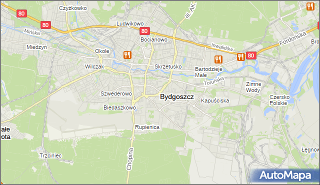 mapa Bydgoszczy, Bydgoszcz na mapie Targeo