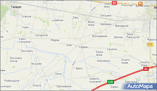 mapa Cegłów gmina Baranów, Cegłów gmina Baranów na mapie Targeo