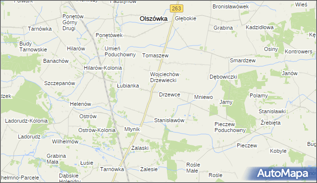 mapa Drzewce gmina Olszówka, Drzewce gmina Olszówka na mapie Targeo