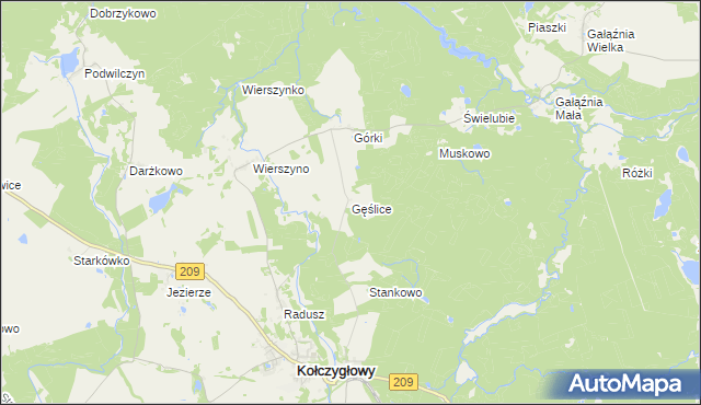 mapa Gęślice, Gęślice na mapie Targeo