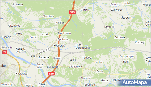 mapa Huta Deręgowska, Huta Deręgowska na mapie Targeo