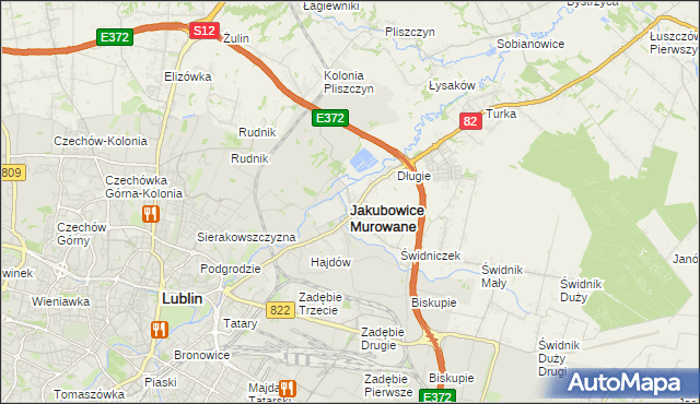 mapa Jakubowice Murowane, Jakubowice Murowane na mapie Targeo
