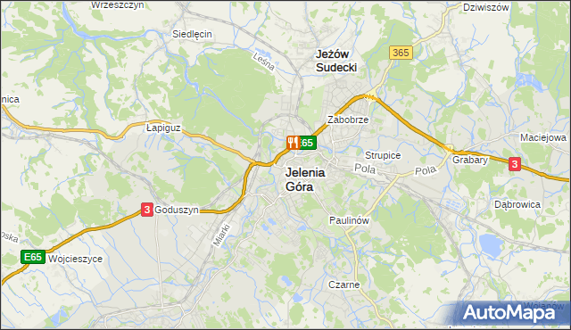 mapa Jelenia Góra, Jelenia Góra na mapie Targeo