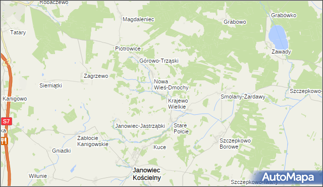 mapa Krajewo Małe, Krajewo Małe na mapie Targeo