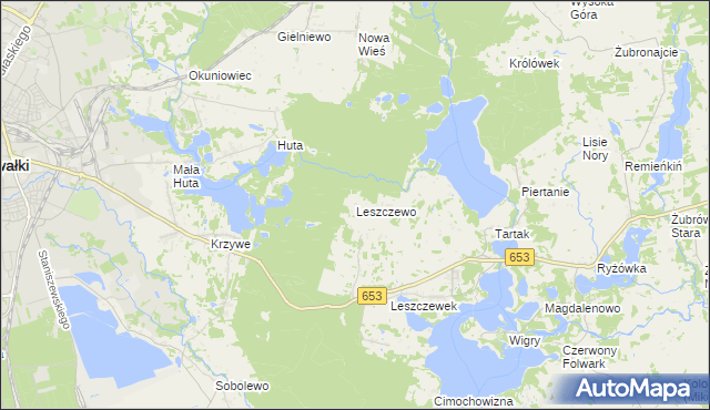 mapa Leszczewo gmina Suwałki, Leszczewo gmina Suwałki na mapie Targeo