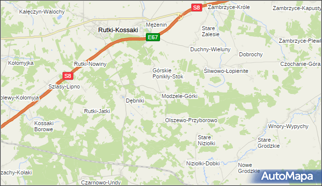 mapa Modzele-Górki, Modzele-Górki na mapie Targeo