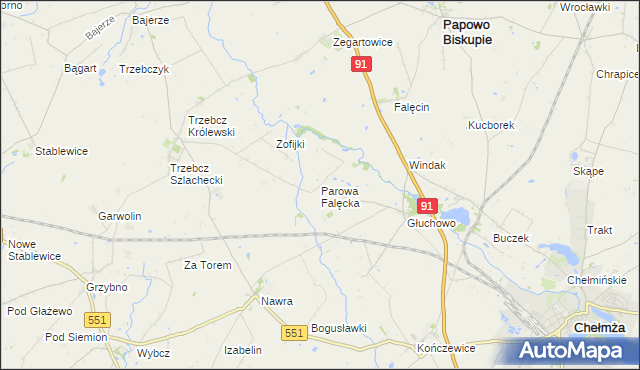 mapa Parowa Falęcka, Parowa Falęcka na mapie Targeo