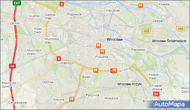 mapa Południe, Południe na mapie Targeo