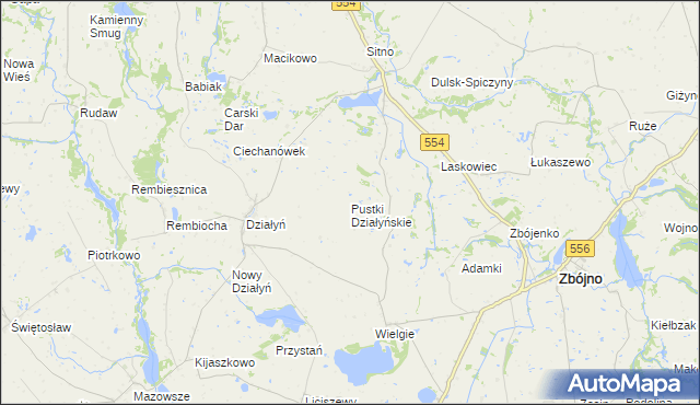 mapa Pustki Działyńskie, Pustki Działyńskie na mapie Targeo