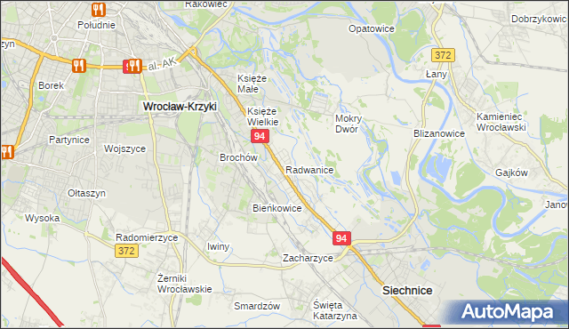 mapa Radwanice gmina Siechnice, Radwanice gmina Siechnice na mapie Targeo