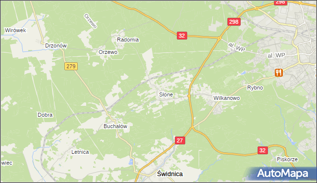 mapa Słone gmina Świdnica, Słone gmina Świdnica na mapie Targeo