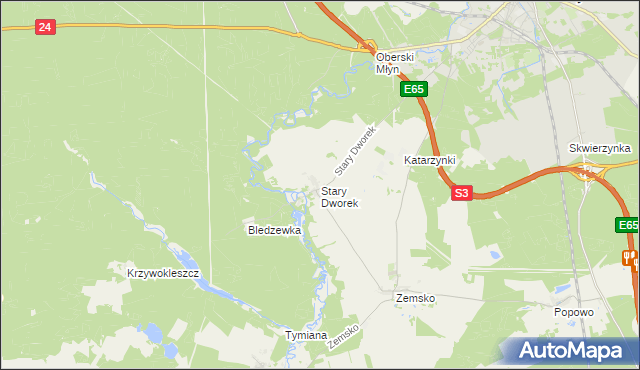mapa Stary Dworek, Stary Dworek na mapie Targeo