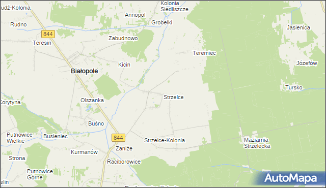 mapa Strzelce gmina Białopole, Strzelce gmina Białopole na mapie Targeo