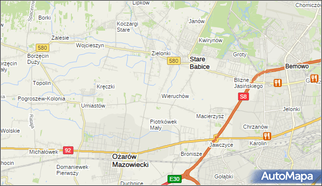 mapa Wieruchów, Wieruchów na mapie Targeo