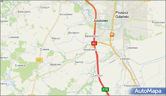 mapa Wojanowo, Wojanowo na mapie Targeo