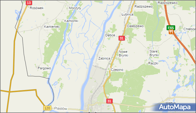 mapa Żabnica gmina Gryfino, Żabnica gmina Gryfino na mapie Targeo