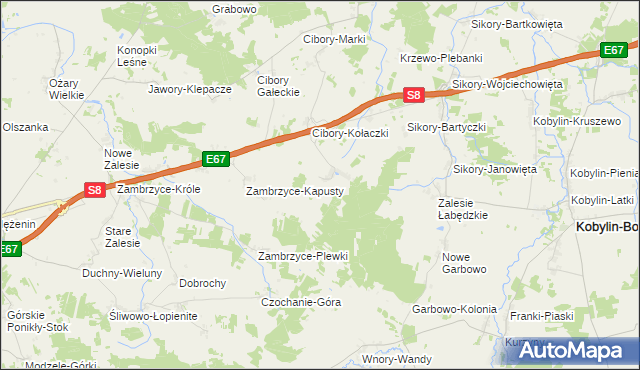 mapa Zambrzyce-Jankowo, Zambrzyce-Jankowo na mapie Targeo